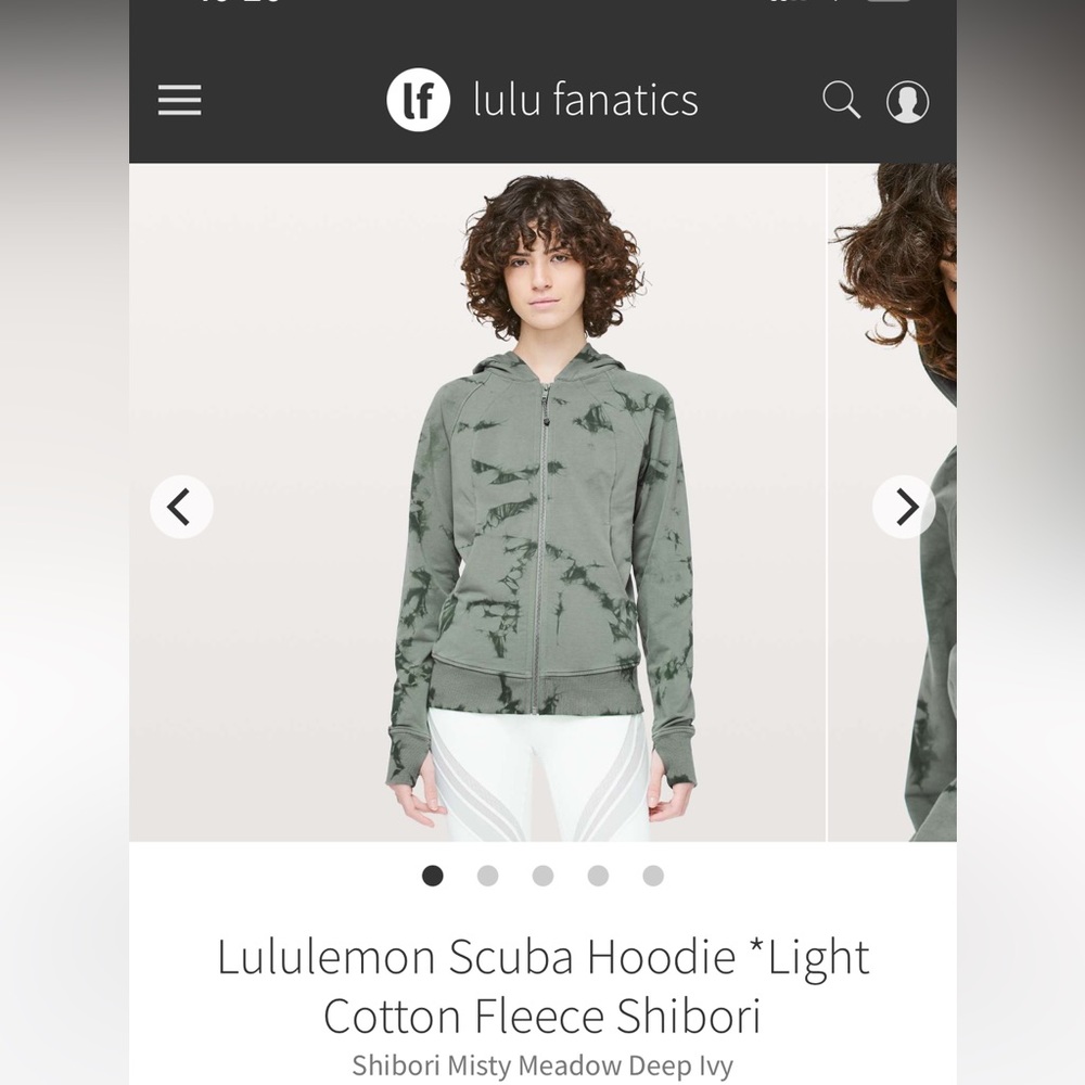 Sz 8 Lululemon Light Cotton Fleece Scuba Zip Up Hoodie